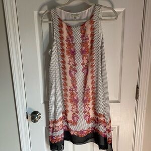 Womens Max Studio Sleeveless Pink Floral and Polka Dot Tent Dress Size M